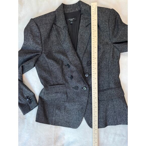 Ann Taylor Black Double Breasted Jacket Blazer Charcoal Gray 8P 6 - Picture 7 of 8